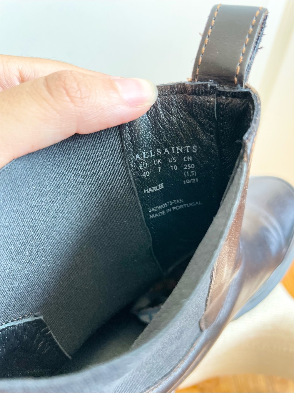 Womens AllSaints Harlee Lug Sole Black Leather Pull On Mid Chelsea Boots Size 40 - Picture 8 of 8